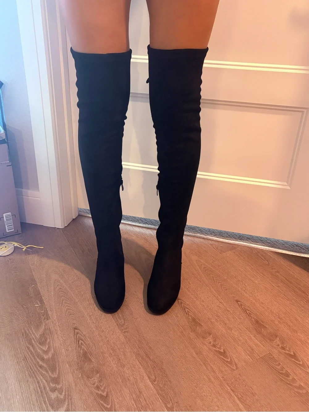 Dream Pairs Black Over-the-Knee Suede Block Heel Boots